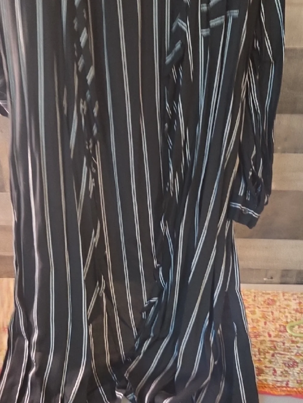 Long Black/ Striped Open Cardigan 3x - Picture 4 of 5